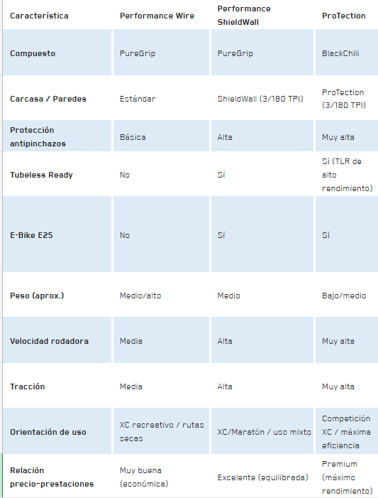 Gama Continental Race King - Versiones y diferencias