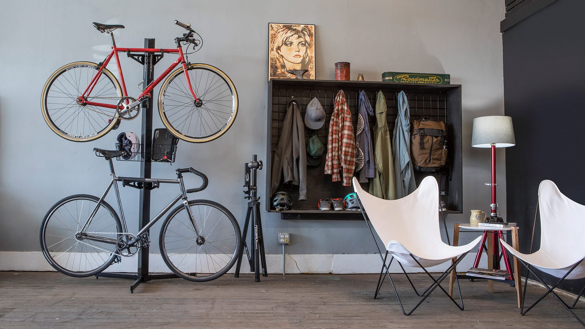 Two bikes stored in the Bike Tower